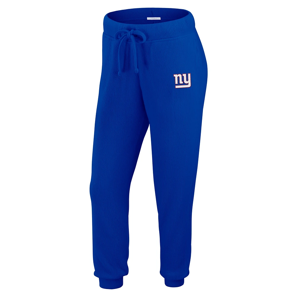 Women's WEAR by Erin Andrews  Cream New York Giants Plus Knitted Tri-Blend Long Sleeve T-Shirt & Pants Lounge Set