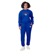 Women's WEAR by Erin Andrews  Cream New York Giants Plus Knitted Tri-Blend Long Sleeve T-Shirt & Pants Lounge Set