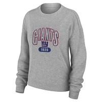 Women's WEAR by Erin Andrews  Heather Gray New York Giants Plus Knitted Tri-Blend Long Sleeve T-Shirt & Pants Lounge Set