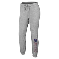 Women's WEAR by Erin Andrews  Heather Gray New York Giants Plus Knitted Tri-Blend Long Sleeve T-Shirt & Pants Lounge Set