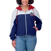 Sweat à capuche zippé blocs de couleurs bleu royal/blanc des New York Giants pour femme WEAR by Erin Andrews