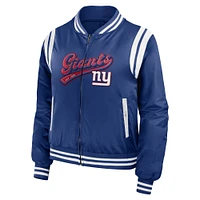 Women's WEAR by Erin Andrews Royal New York Giants Bomber Full-Zip Jacket