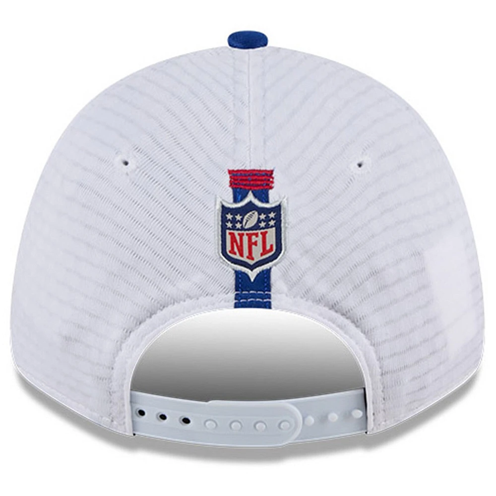 Youth New Era White/Royal New York Giants 2024 NFL Training Camp 9FORTY Adjustable Hat