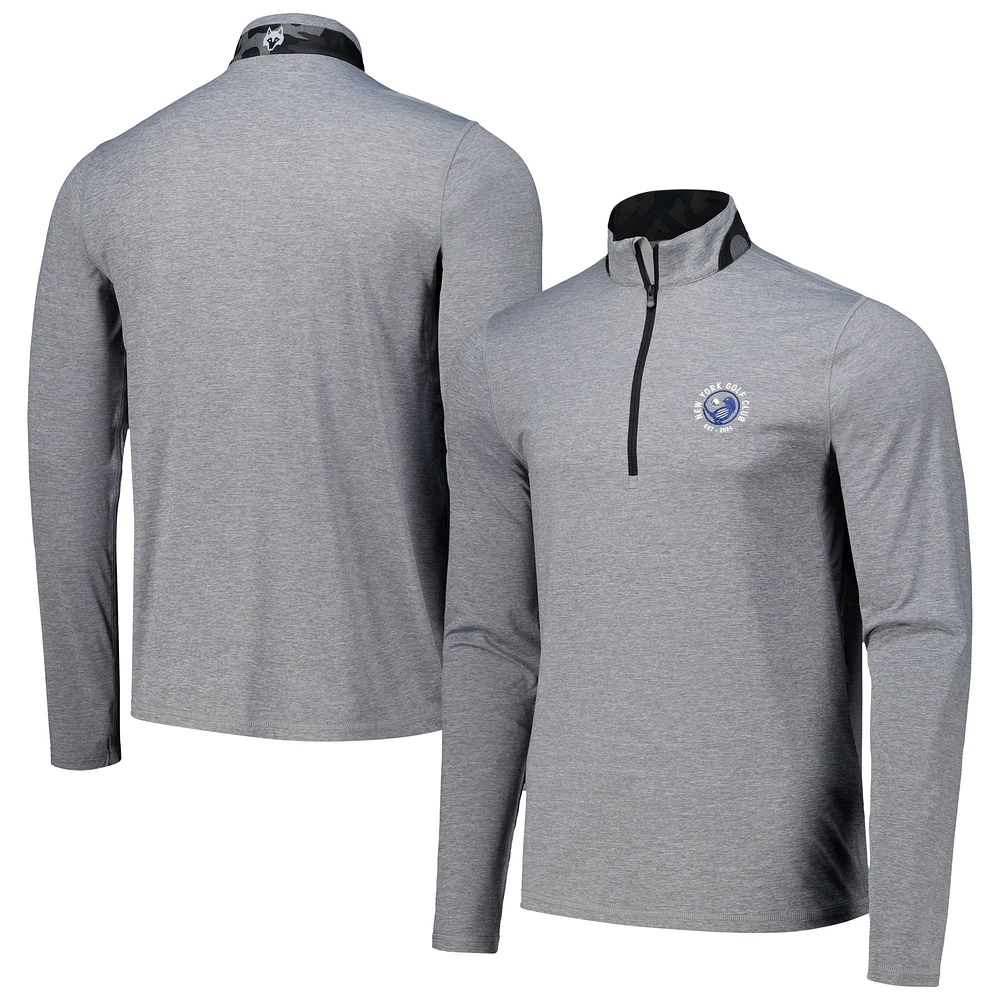 pull Greyson Clothiers pour hommes, gris chiné, New York Golf Club Guide Sport Performance, à quart de zip