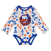 Infant White New York Islanders Quick Learner Long Sleeve Bodysuit