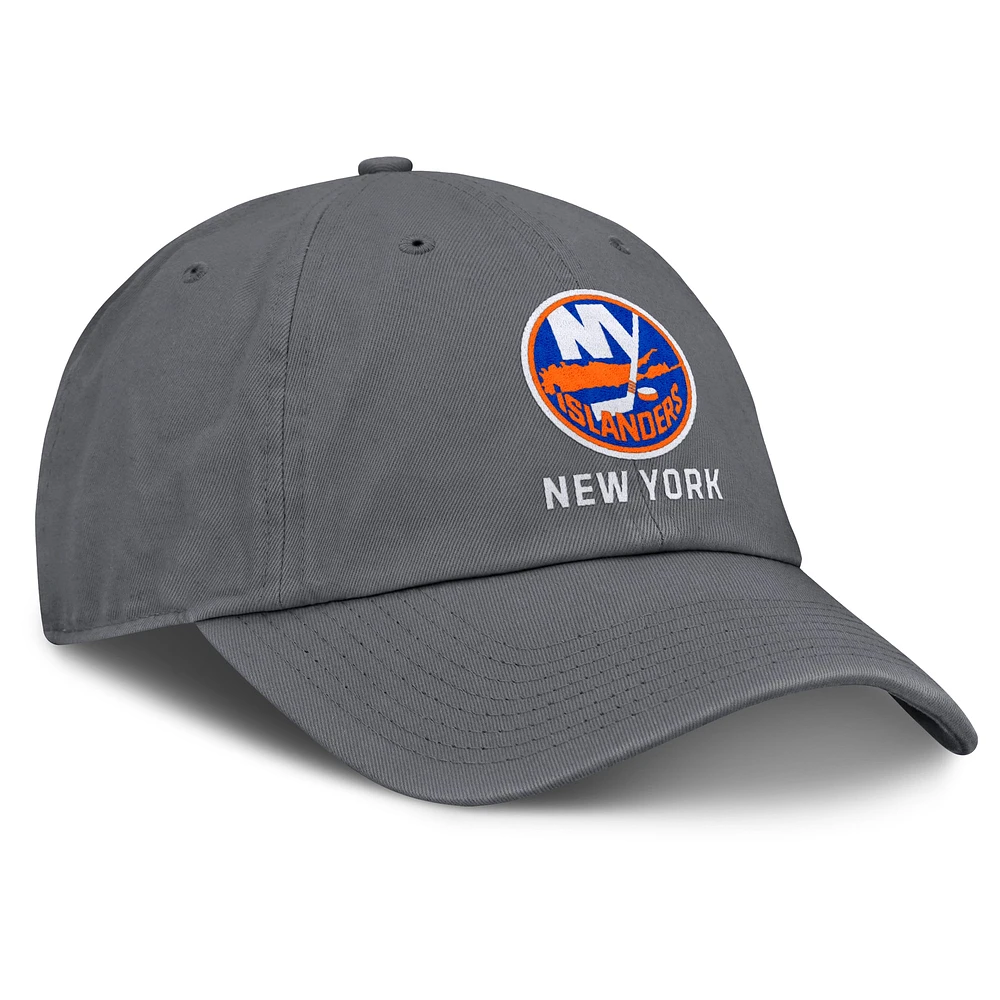 Men's Fanatics Charcoal New York Islanders Washed Adjustable Hat