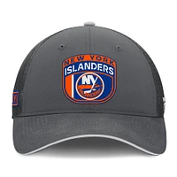Men's Fanatics Gray New York Islanders Authentic Pro Home Ice Trucker Adjustable Hat