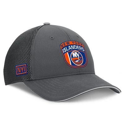 Men's Fanatics Gray New York Islanders Authentic Pro Home Ice Trucker Adjustable Hat