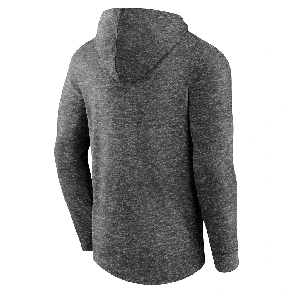 Men's Fanatics  Heather Charcoal New York Islanders Stacked Long Sleeve Hoodie T-Shirt