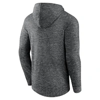 Men's Fanatics  Heather Charcoal New York Islanders Stacked Long Sleeve Hoodie T-Shirt
