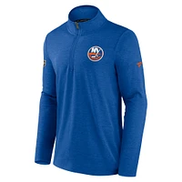 Men's Fanatics Heather Royal New York Islanders Authentic Pro Rink Quarter-Zip Jacket