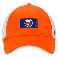 Men's Fanatics Orange/White New York Islanders Authentic Pro Rink Trucker Snapback Hat