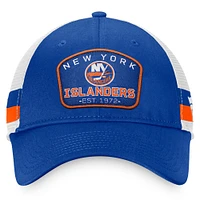 Men's Fanatics Royal/White New York Islanders Fundamental Striped Trucker Adjustable Hat