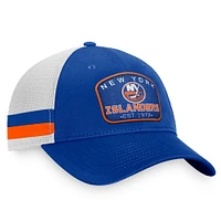 Men's Fanatics Royal/White New York Islanders Fundamental Striped Trucker Adjustable Hat
