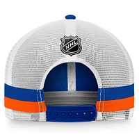 Men's Fanatics Royal/White New York Islanders Fundamental Striped Trucker Adjustable Hat