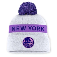 Men's Fanatics White New York Islanders Hockey Fights Cancer Cuffed Knit Hat with Pom