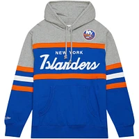 Men's Mitchell & Ness Royal/Gray New York Islanders Head Coach Pullover Hoodie