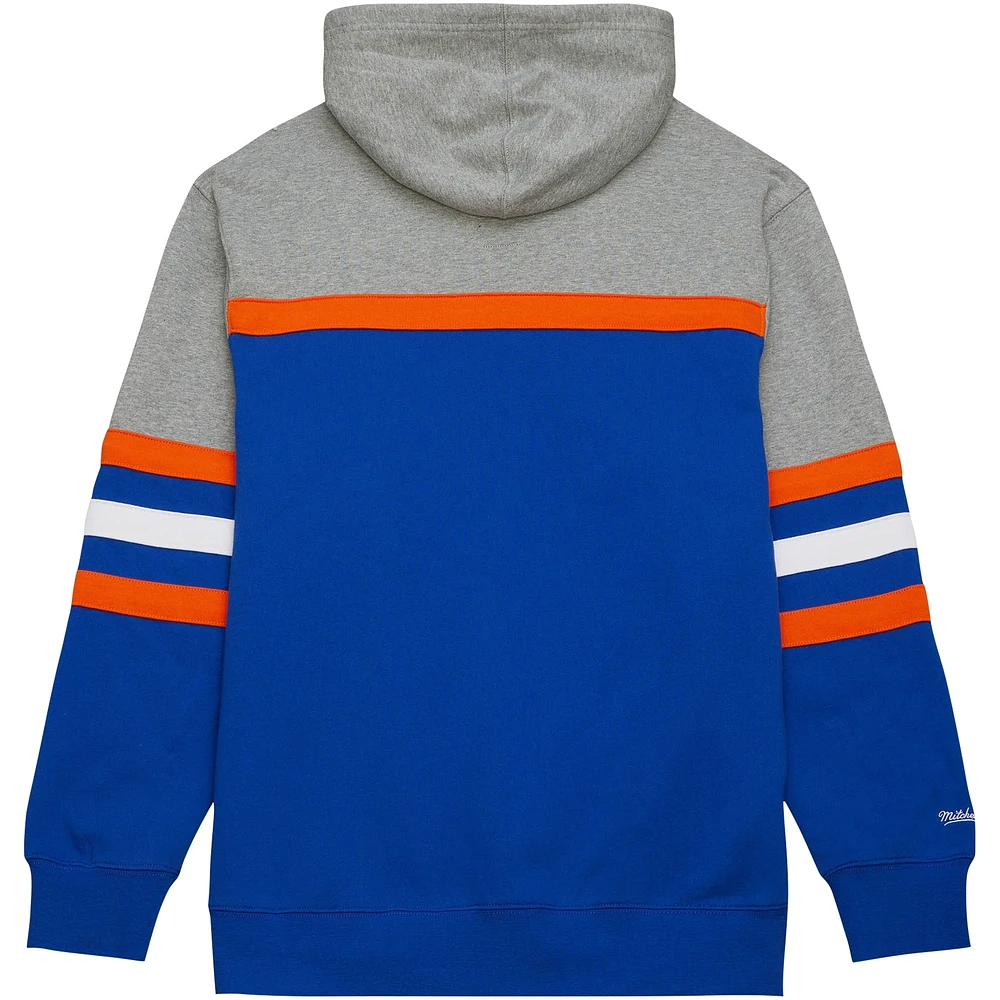Men's Mitchell & Ness Royal/Gray New York Islanders Head Coach Pullover Hoodie