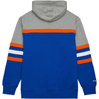 Men's Mitchell & Ness Royal/Gray New York Islanders Head Coach Pullover Hoodie