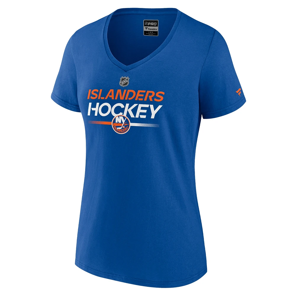 T-shirt authentique à col en V Fanatics Royal New York Islanders pour femmes