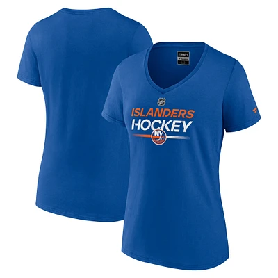 T-shirt authentique à col en V Fanatics Royal New York Islanders pour femmes
