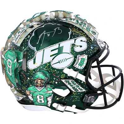 Casque Riddell Speed ​​authentique autographié par Aaron Rodgers des New York Jets - Illustration de Charles Fazzino - XP14012989