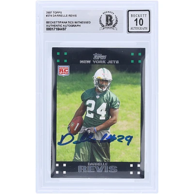 Darrelle Revis New York Jets Autographed 2007 Topps #374 Beckett Fanatics Witnessed Authenticated 10 Rookie Card