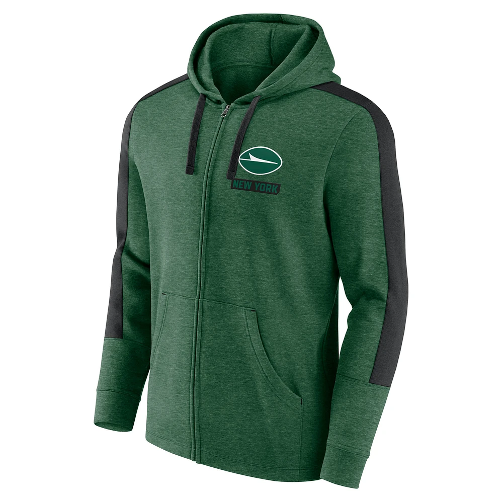 Men's Fanatics  Heather Green New York Jets Gains Full-Zip Hoodie