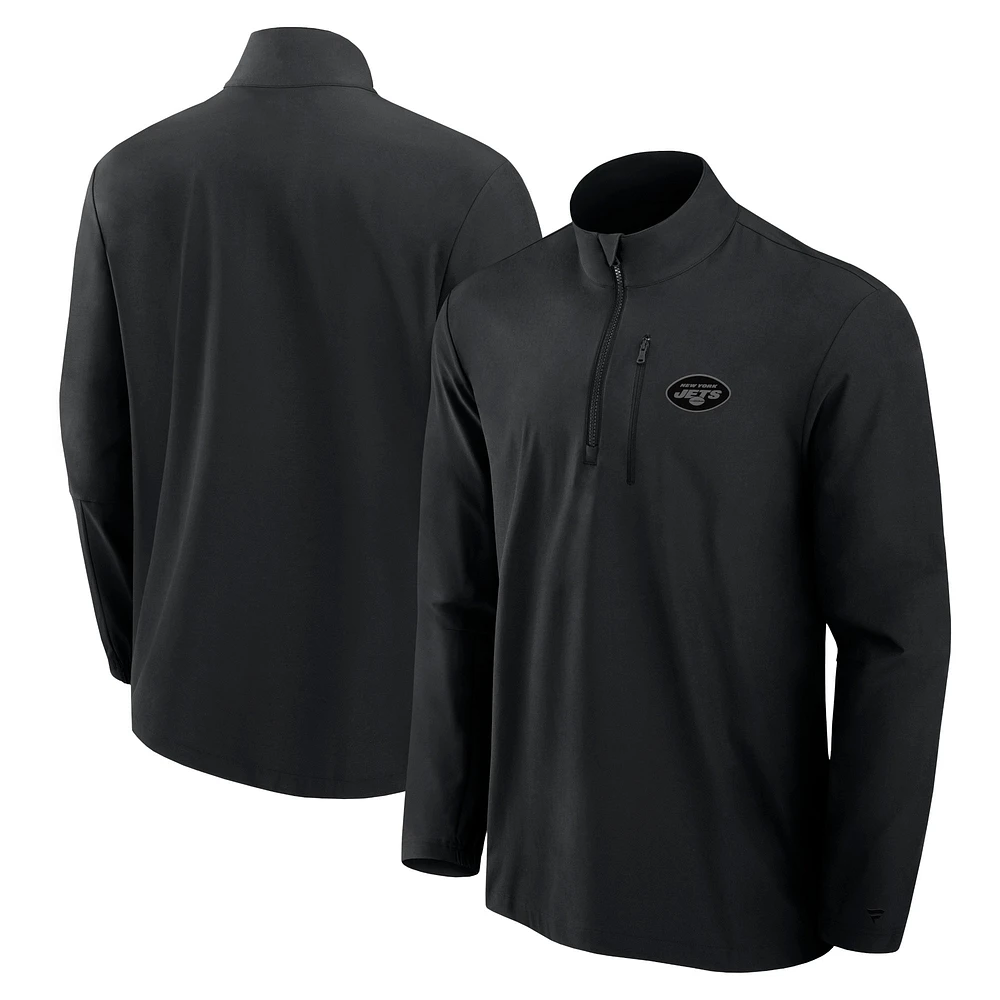 Pull Fanatics noir à fermeture éclair quart de tour pour homme, motif Front Office Micro Tonal des New York Jets