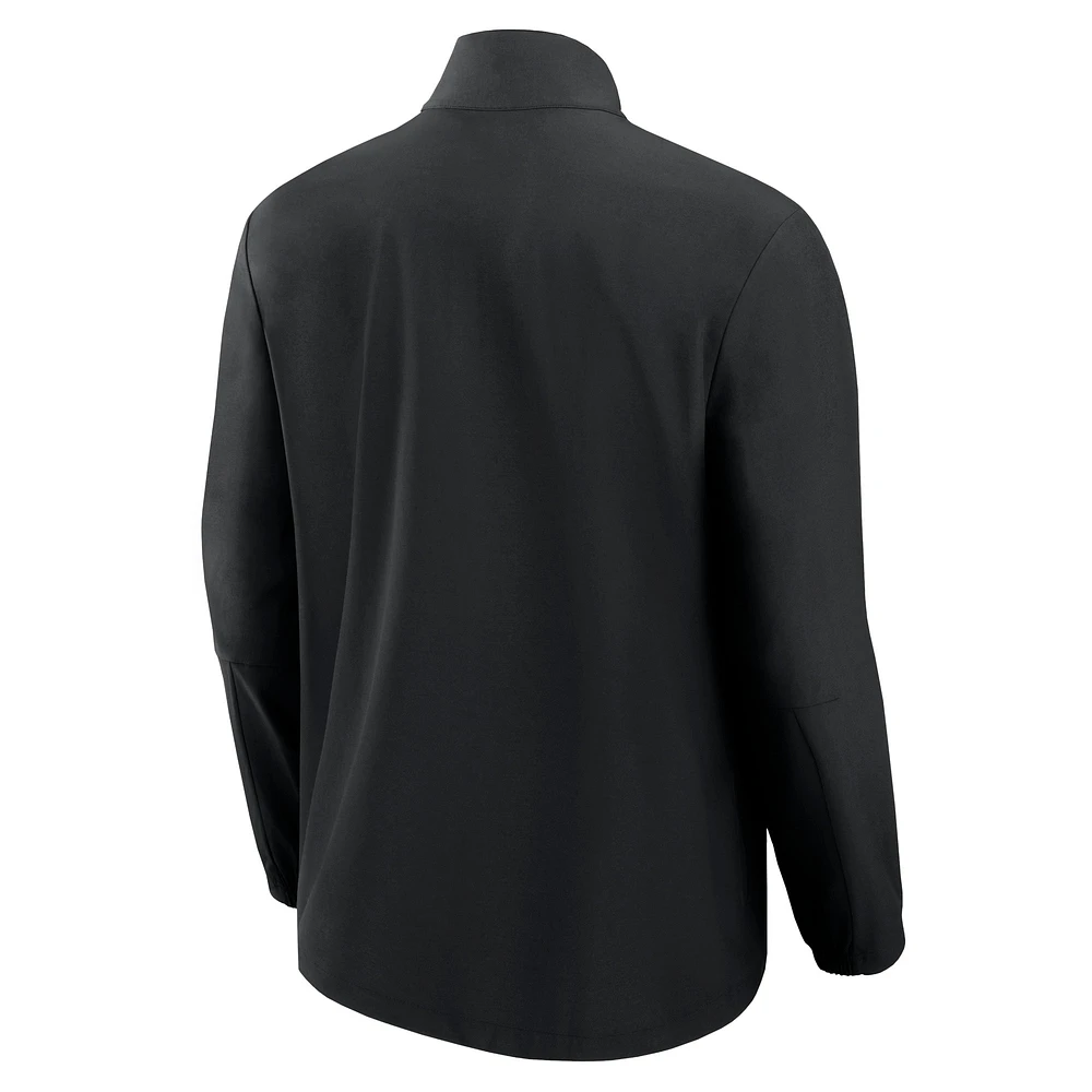 Pull Fanatics noir à fermeture éclair quart de tour pour homme, motif Front Office Micro Tonal des New York Jets