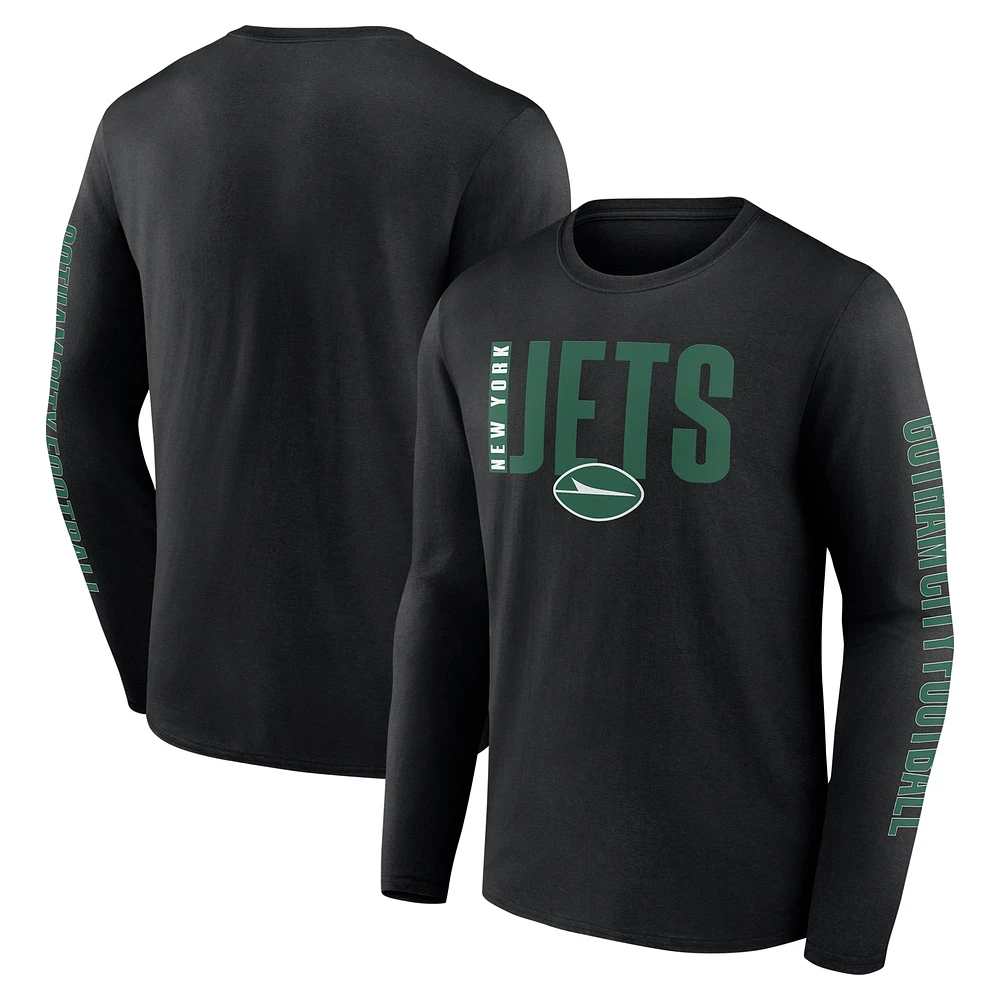 T-shirt à manches longues Fanatics Vision pour hommes, noir, New York Jets