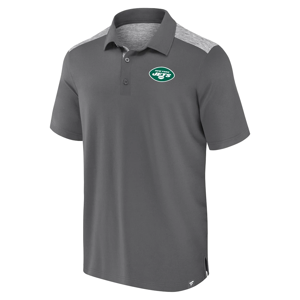 Men's Fanatics Gray New York Jets Long Shot Polo