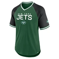 Men's Fanatics Green/Black New York Jets Hashmark Raglan T-Shirt