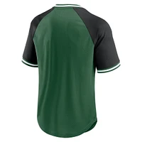 Men's Fanatics Green/Black New York Jets Hashmark Raglan T-Shirt