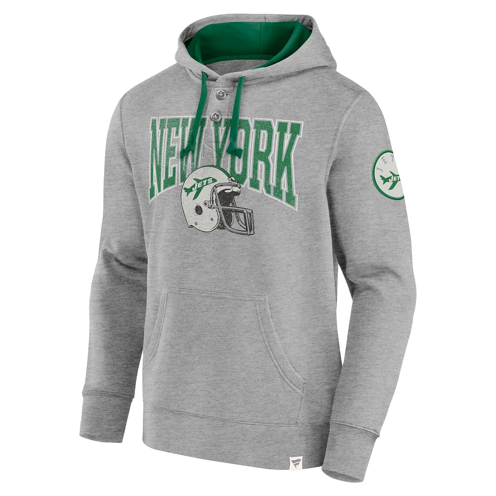 Men's Fanatics  Heather Gray New York Jets Label Maker Pullover Hoodie
