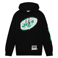 Men's Mitchell & Ness Black New York Jets Gridiron Classics Big Face 7.0 Pullover Hoodie