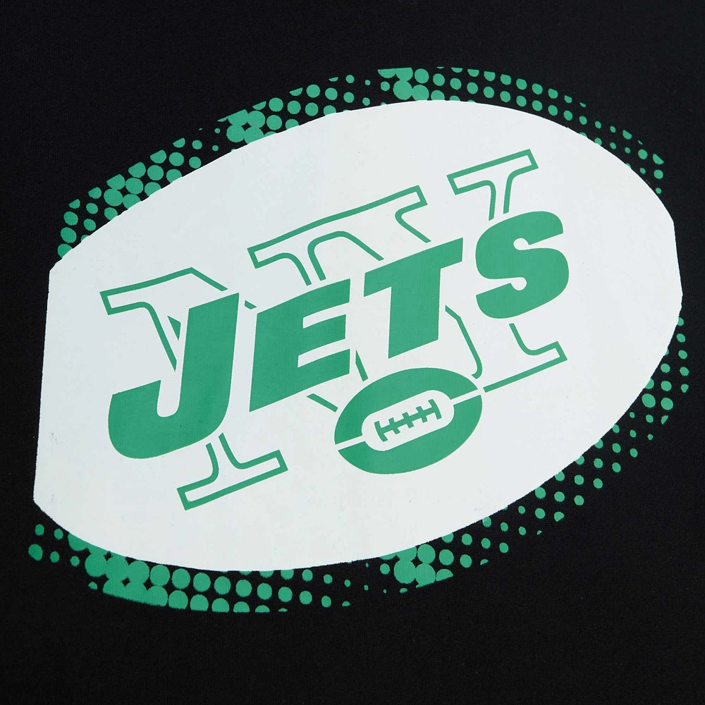 Men's Mitchell & Ness Black New York Jets Gridiron Classics Big Face 7.0 Pullover Hoodie