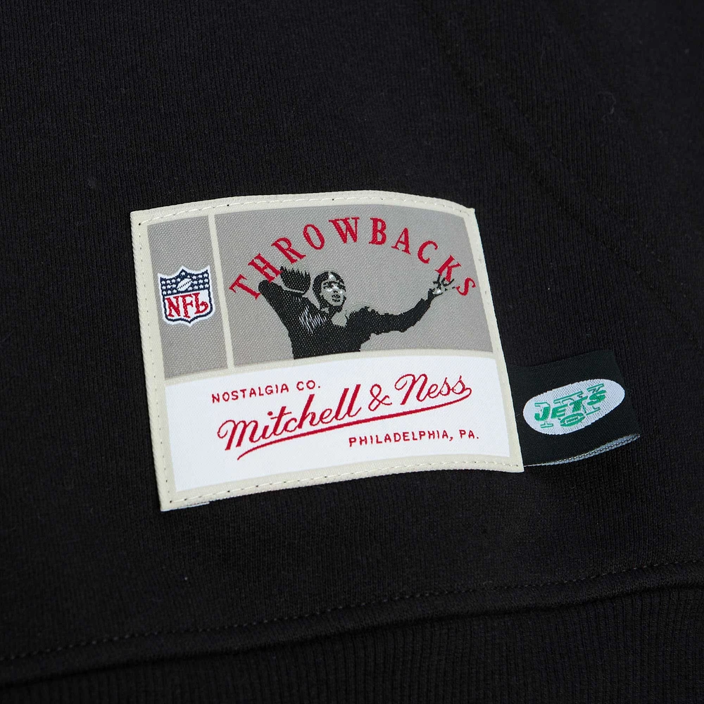 Men's Mitchell & Ness Black New York Jets Gridiron Classics Big Face 7.0 Pullover Hoodie