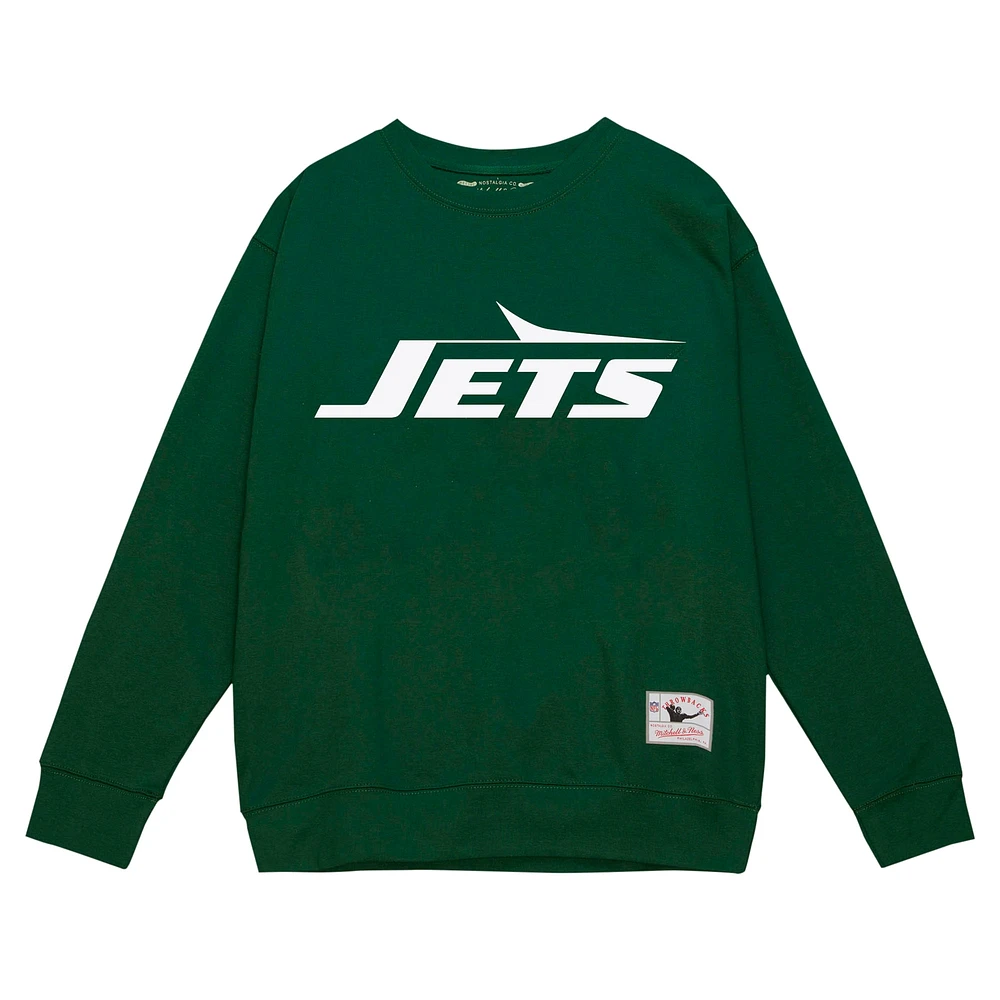 Men's Mitchell & Ness Dark Green New York Jets Basic Fleece Pullover Sweatshirt