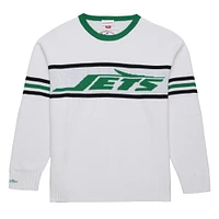 Men's Mitchell & Ness White New York Jets Throwback 1984 Pullover Sweater