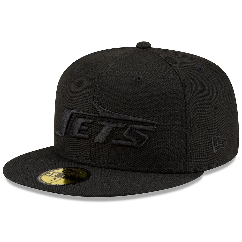 Casquette ajustée 59FIFTY noire sur noir New Era York Jets pour hommes