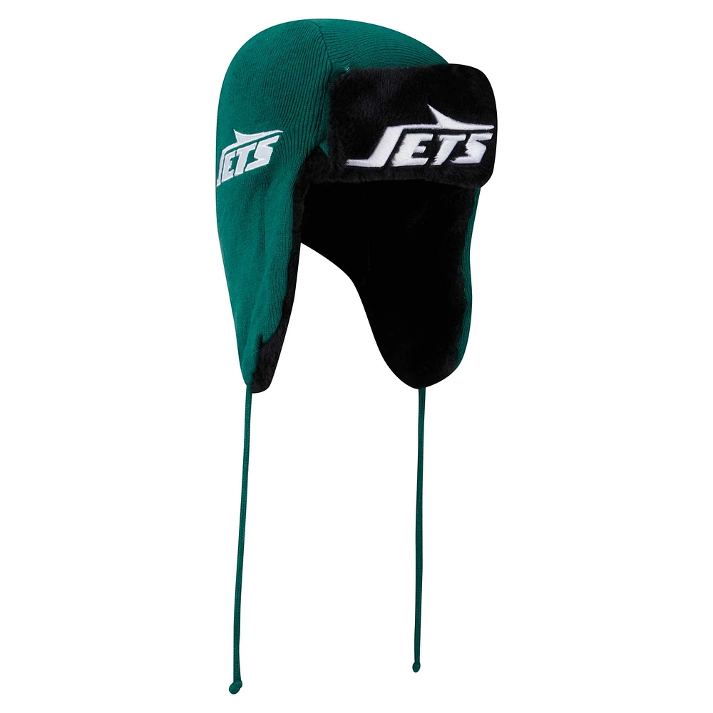 Bonnet en tricot New Era vert New York Jets Helmet Head Trapper pour homme
