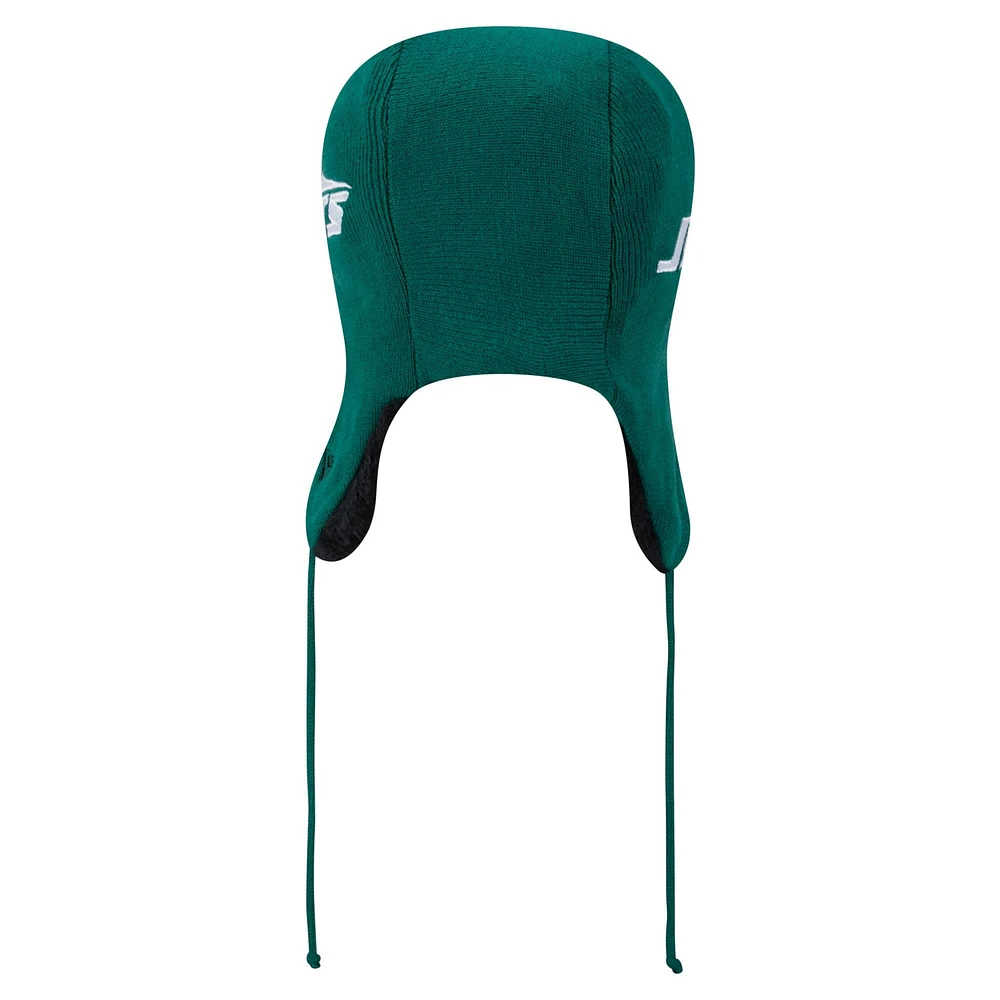 Bonnet en tricot New Era vert New York Jets Helmet Head Trapper pour homme
