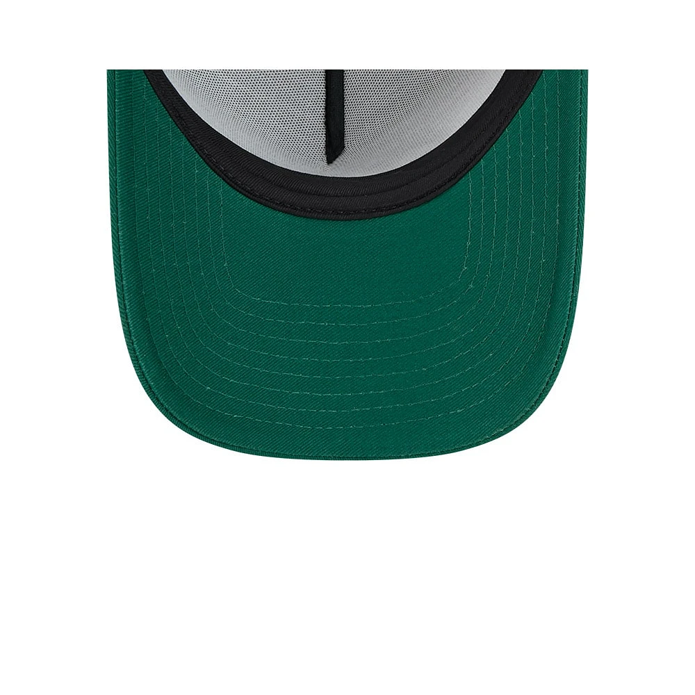 Men's New Era Stone/Green New York Jets 2024 Sideline Historic 9FORTY A-Frame Trucker Adjustable Hat