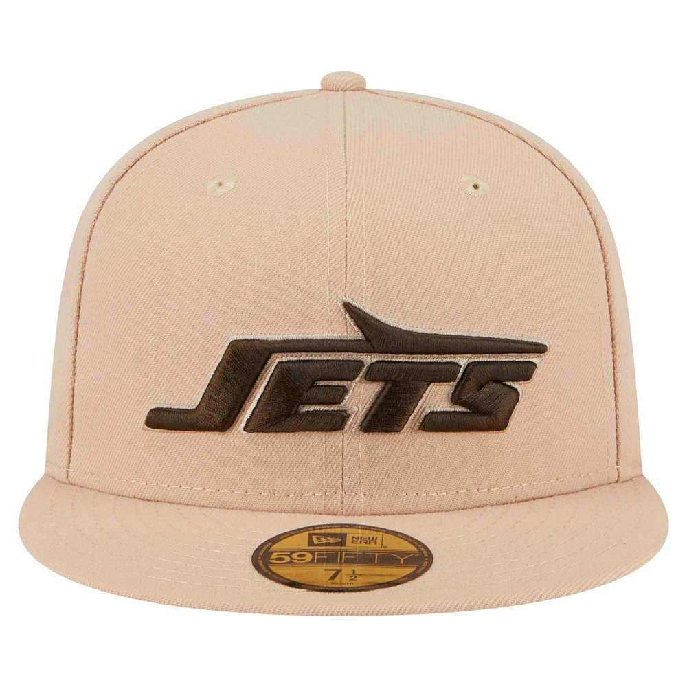 Casquette ajustée 59FIFTY Candied Pecan de New Era pour homme, couleur tan, des York Jets