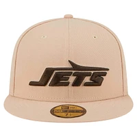 Casquette ajustée 59FIFTY Candied Pecan de New Era pour homme, couleur tan, des York Jets