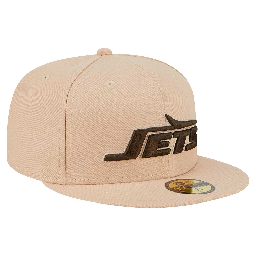 Casquette ajustée 59FIFTY Candied Pecan de New Era pour homme, couleur tan, des York Jets