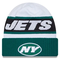 Men's New Era  White/Green New York Jets 2023 Sideline Tech Cuffed Knit Hat