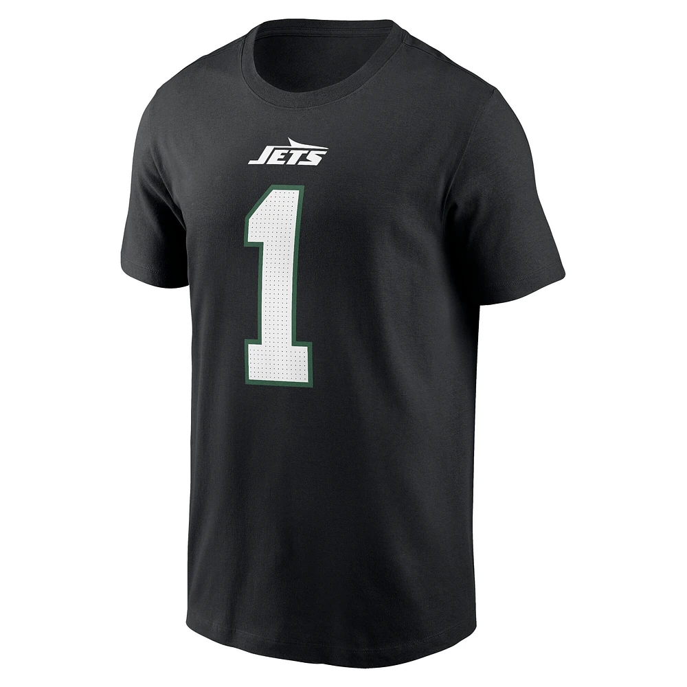 Men's Nike Ahmad Sauce Gardner Black New York Jets Name & Number T-Shirt