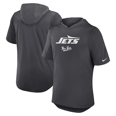 Men's Nike Anthracite New York Jets Tri-Blend Performance Hoodie T-Shirt